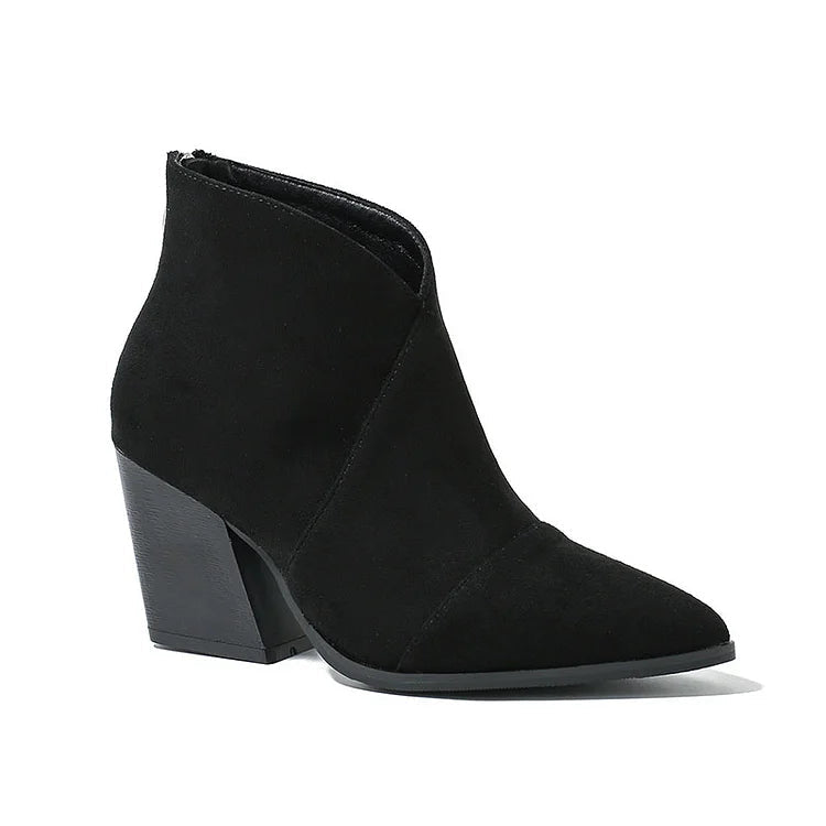 Isadora | Suede Block Heel Pointed Toe Ankle Boots