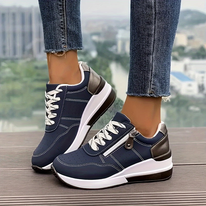 Women's Orthopedic Low-Cut Sneakers – Lace-Up Panel Upper
