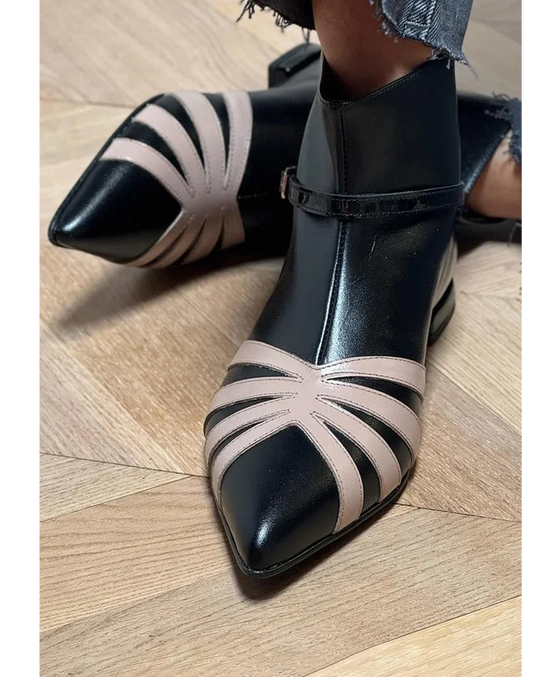 Women's Ankle Boots – Pointed Toe Geometric Panel Design