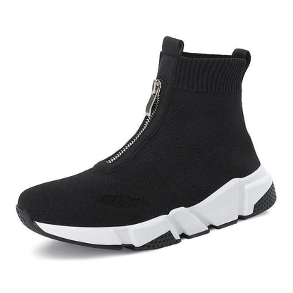 Women's High-Top Platform Boots – Front Zip Thick Sole