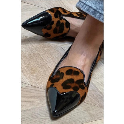 Women's Animal Print Pointed Toe Loafers – Slip-On Flat