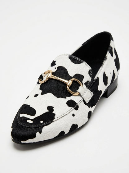 Women's Animal Print Loafers - buckle detail