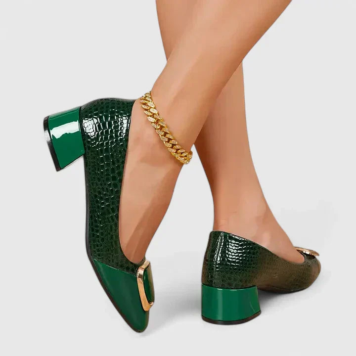 Women's Block Heel Loafers – Closed Toe Slip-On Hardware