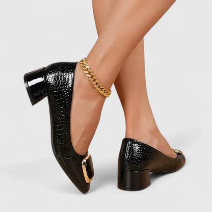 Women's Block Heel Loafers – Closed Toe Slip-On Hardware