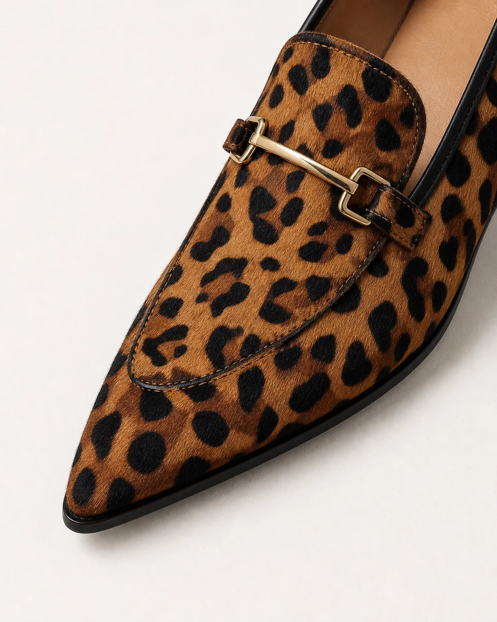 Women's Pointed Leopard Loafers with Metal Bit — product image 5