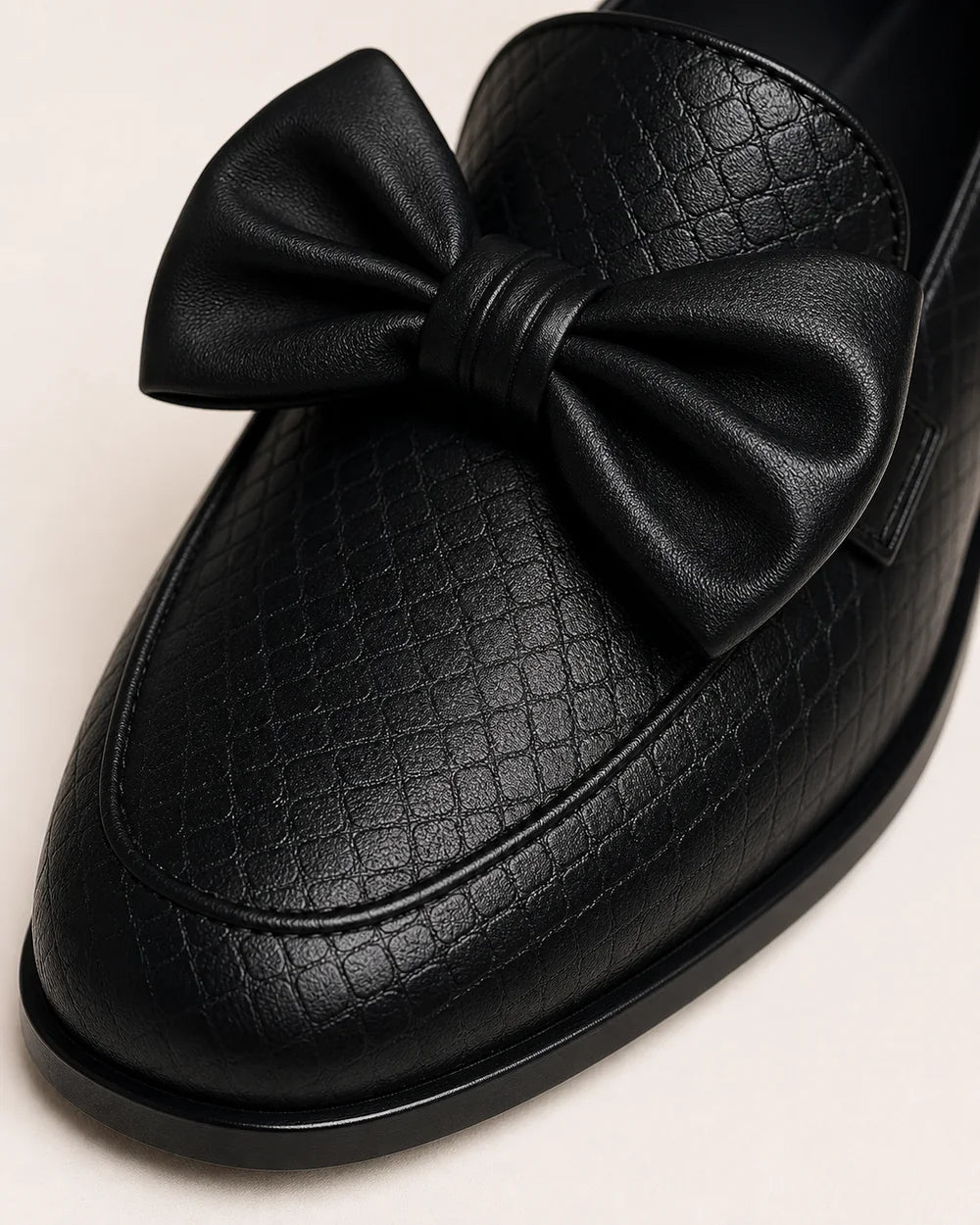 Women's Black Bow Loafers with Low Heel — product image 5