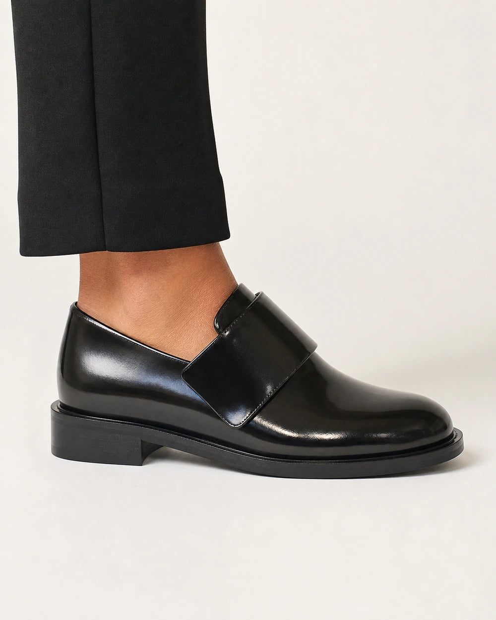Women's Black Patent Loafers with Buckle Strap — product image 3
