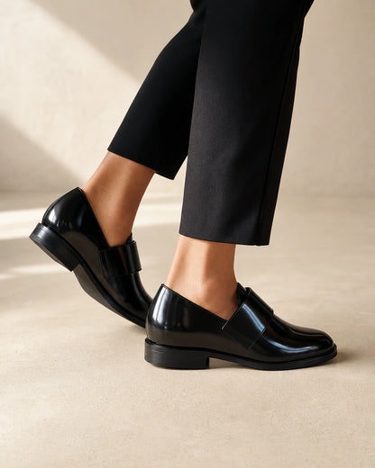 Women's Black Patent Loafers with Buckle Strap — product image 6