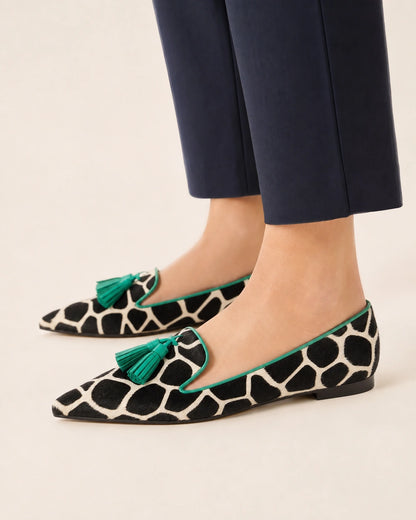 Women's Pointed Cow-Print Tassel Loafers — product image 3
