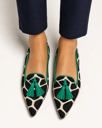 Women's Pointed Cow-Print Tassel Loafers — product image 4