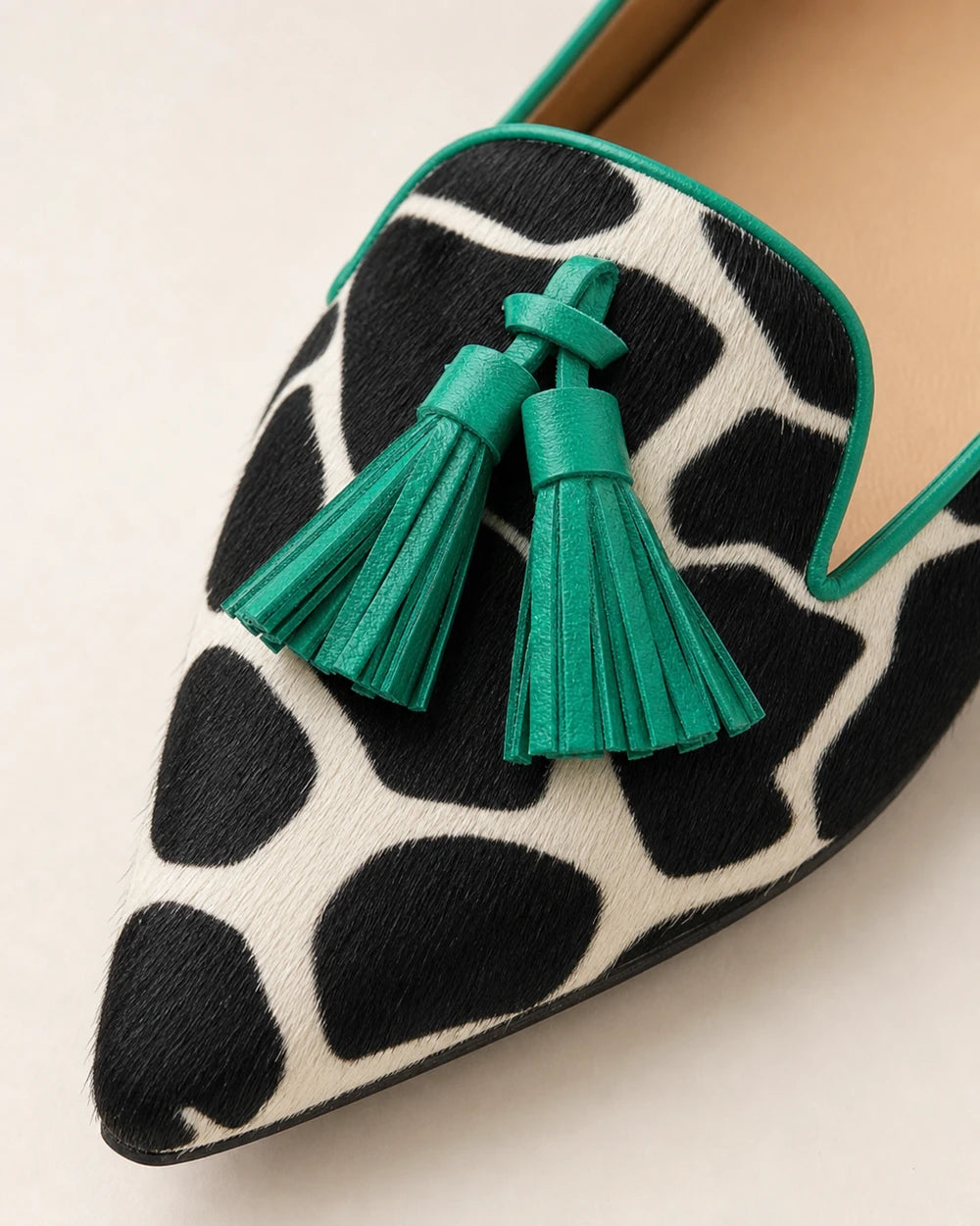 Women's Pointed Cow-Print Tassel Loafers — product image 5