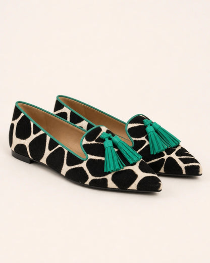 Women's Pointed Cow-Print Tassel Loafers — product image 8