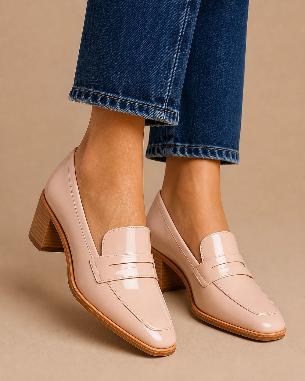 Women's Blush Patent Loafers with Low Heel — product image 1