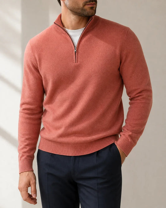 momount men quarter zip sweater pink 01 hero