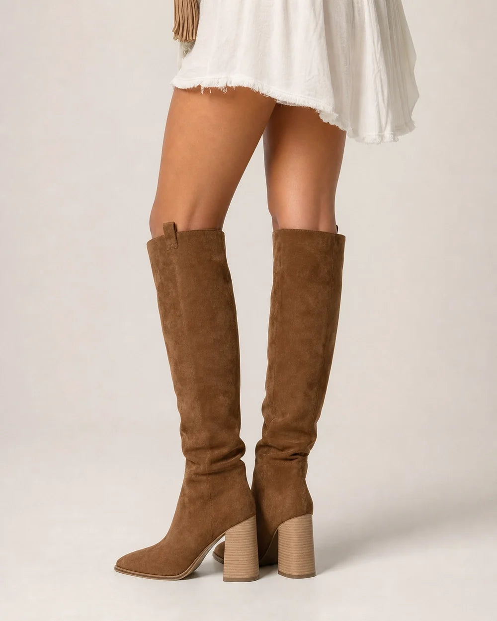 Momount women pointed suede-effect knee-high boots – view 4