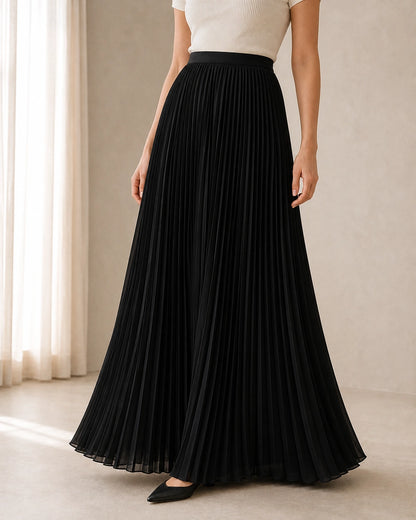 Women's Pleated Flowing Maxi Skirt — image 11 — womens-pleated-maxi-skirt-black-11-variant.webp